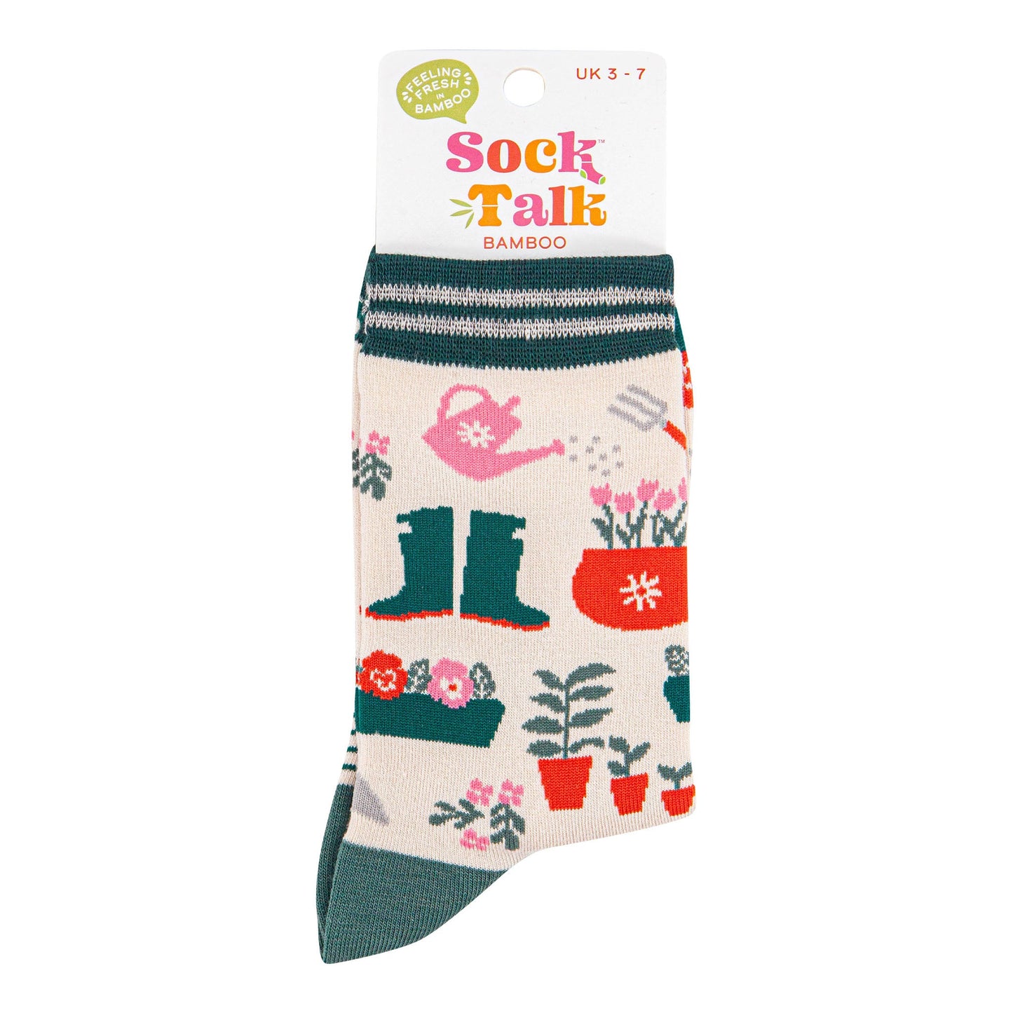 womens-bamboo-socks-cream-green-gardening-in-sock-talk-packaging