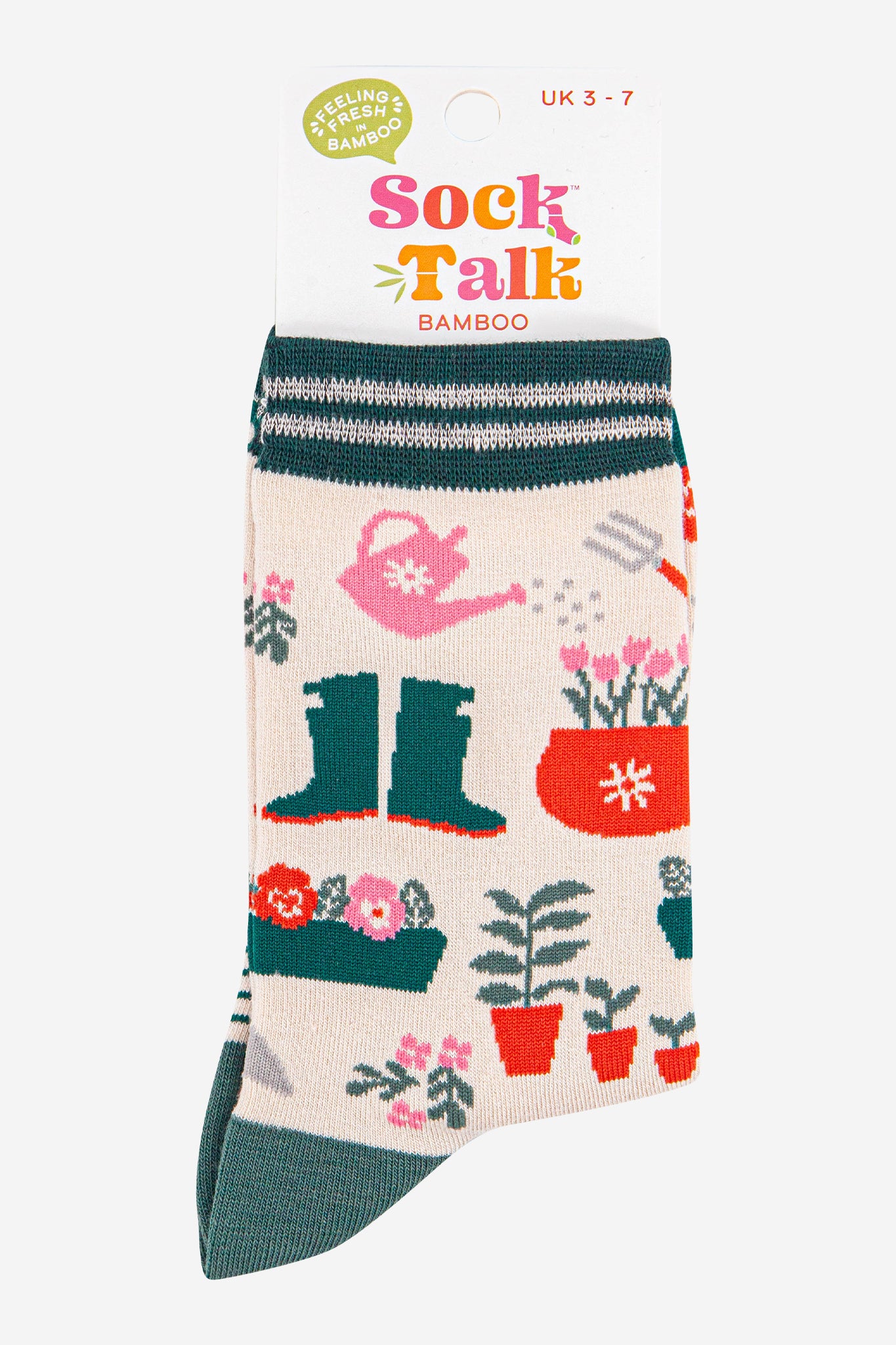 womens-bamboo-socks-cream-green-gardening-in-sock-talk-packaging