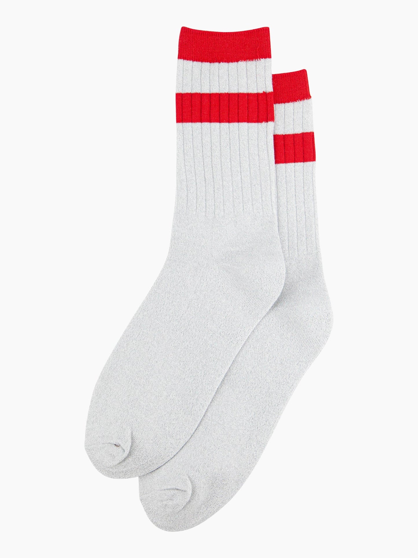 womens-glitter-socks-white-red-striped-cuff-laying-flat-sparkly