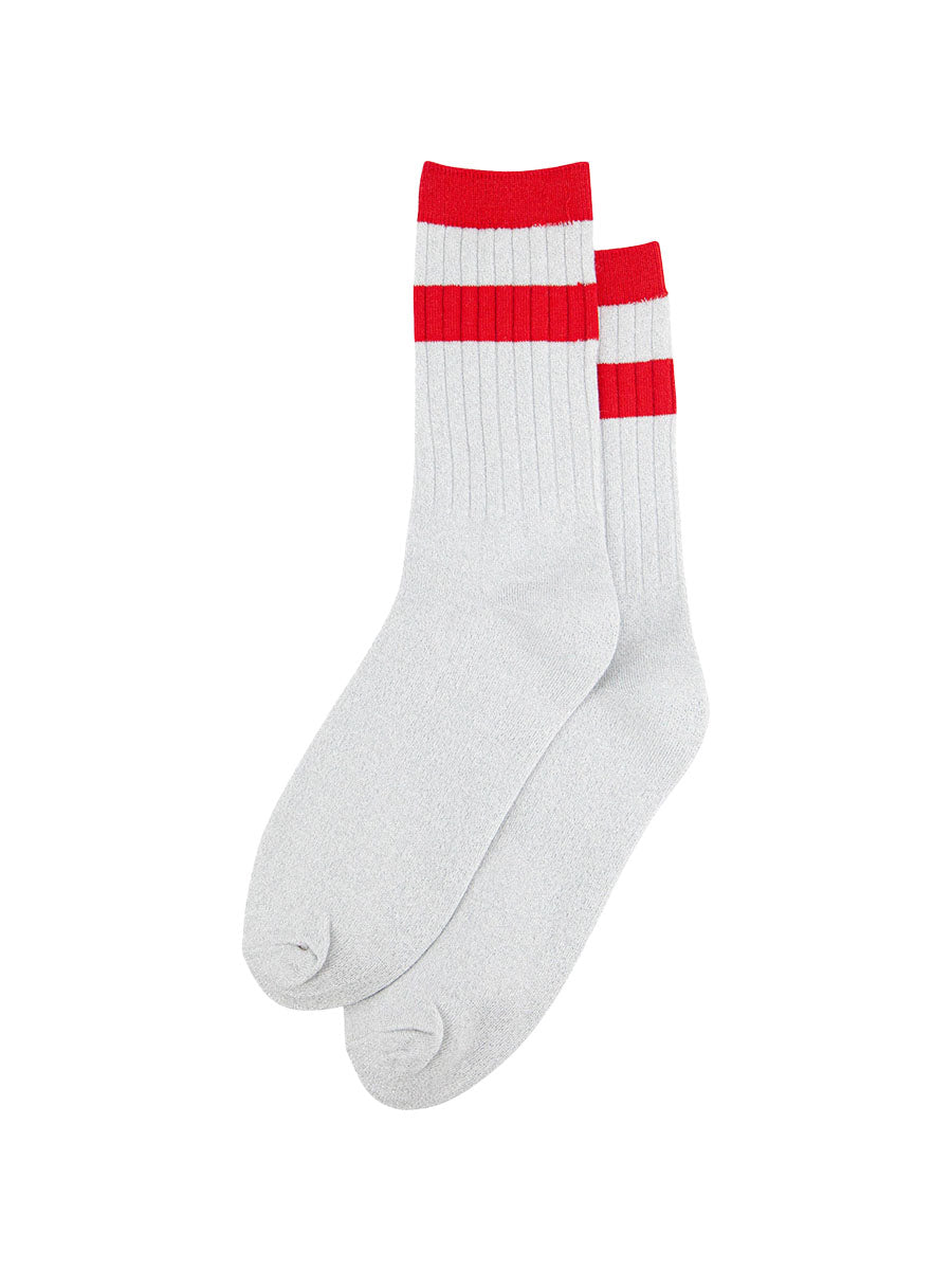 womens-glitter-socks-white-red-striped-cuff-laying-flat-sparkly