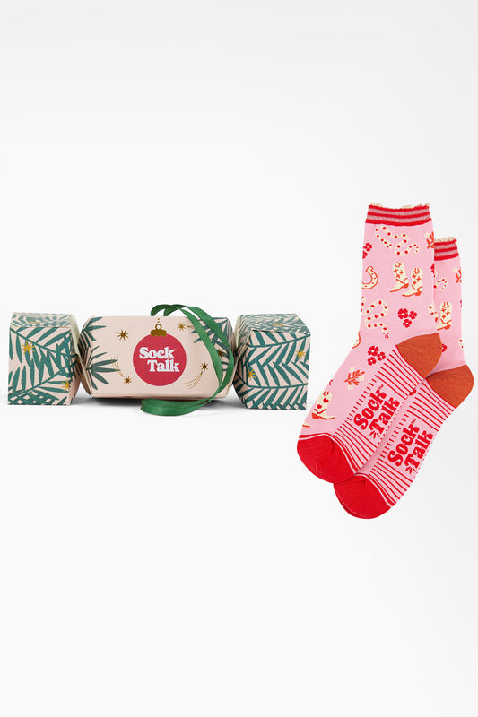Women's Bamboo Ankle Socks Christmas Cracker Gift Box - Pink/Red, Western Cowgirl Snakes