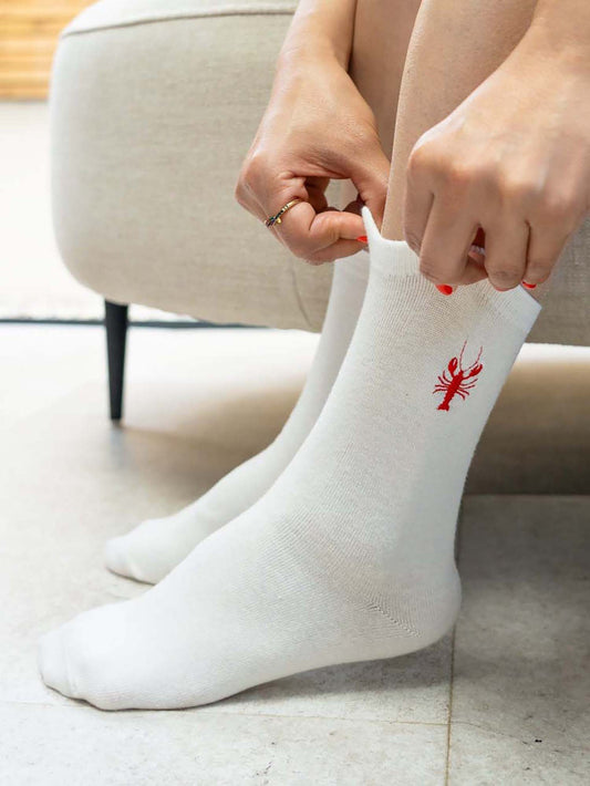 lobster-embroidered-cotton-sock-in-white-and-red