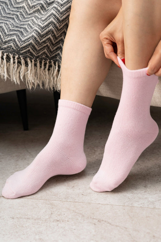 Women's Cashmere Socks Ankle Socks- Light Pink, Cashmere