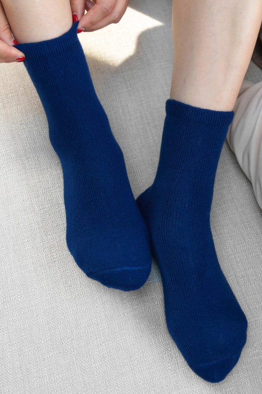 Women's Cashmere Socks Ankle Socks - Navy Blue, Cashmere