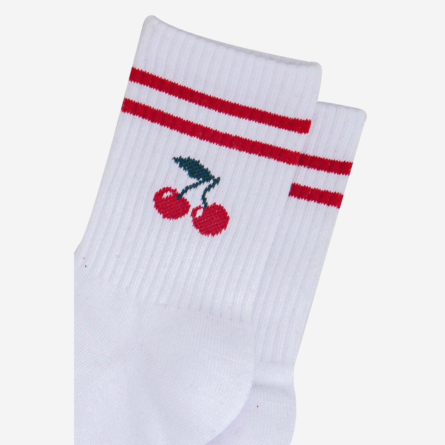 womens-sporty-socks-white-cherries-close-up-ribbed-cotton