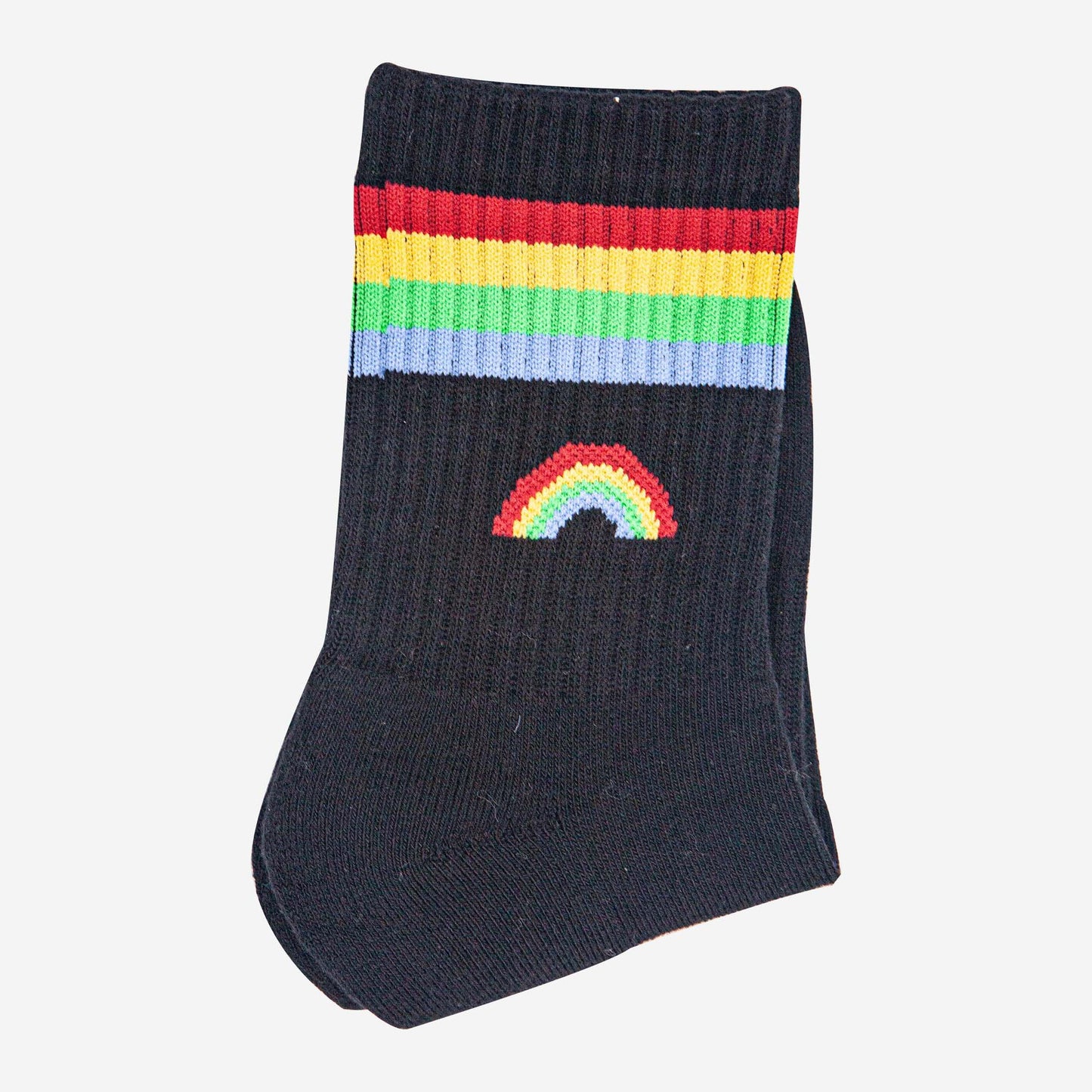 womens-sporty-socks-black-rainbow-striped-multicoloured-cuffs