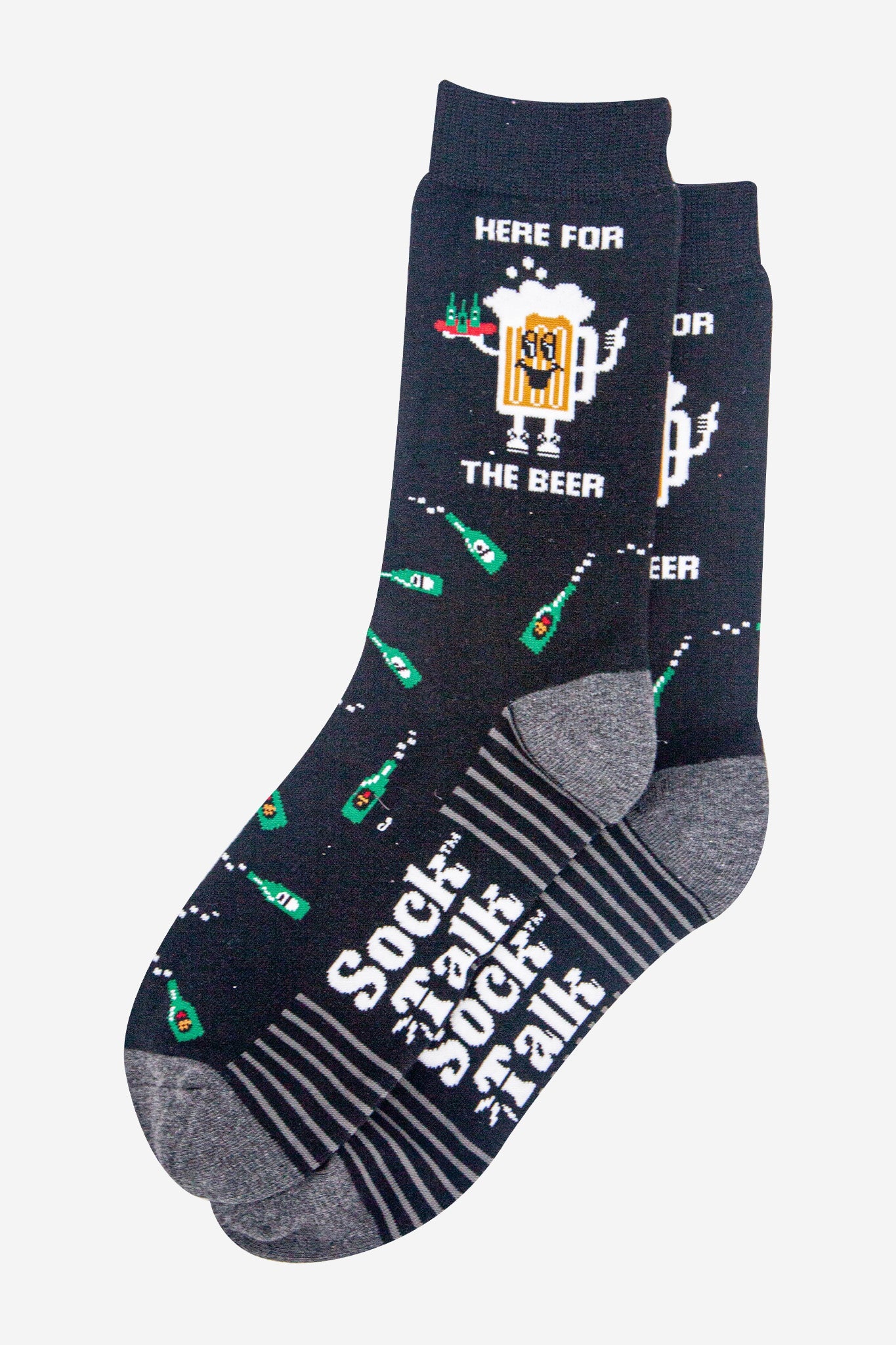 Men's Combed Cotton Crew Socks Christmas Cracker Gift Box - Black/Grey, Here For The Beer