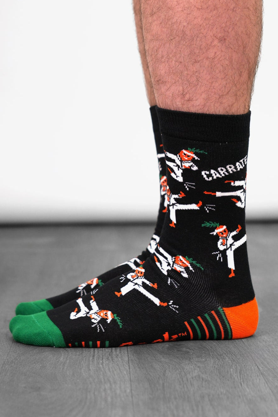 Men's Combed Cotton Crew Socks- Black, Carrate