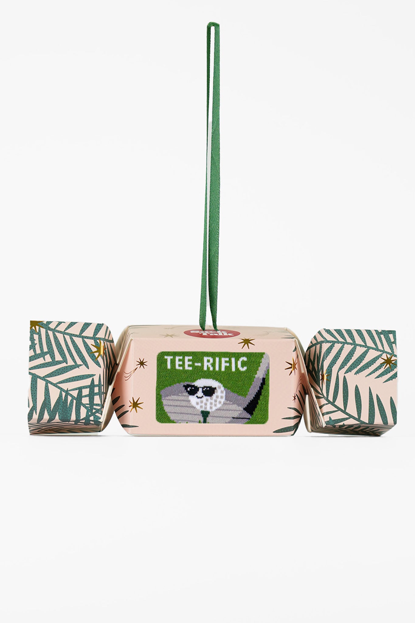 Men's Combed Cotton Socks Christmas Cracker Gift Box - Green, Teerific Golf