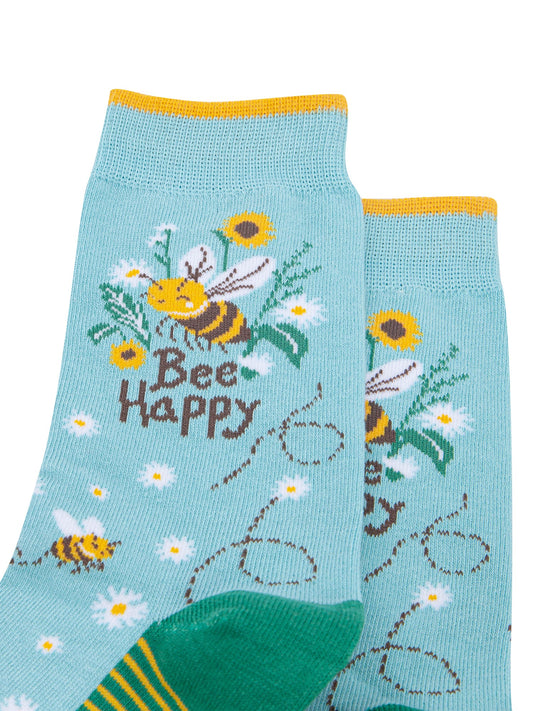Bee-Happy-Combed-Cotton-Socks-in-Bright-Blue-Close-Up