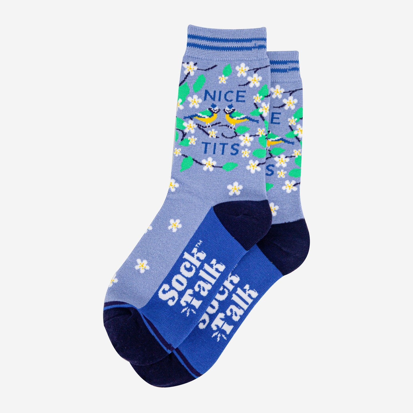 womens-combed-cotton-ankle-socks-blue-nice-tits-laying-flat