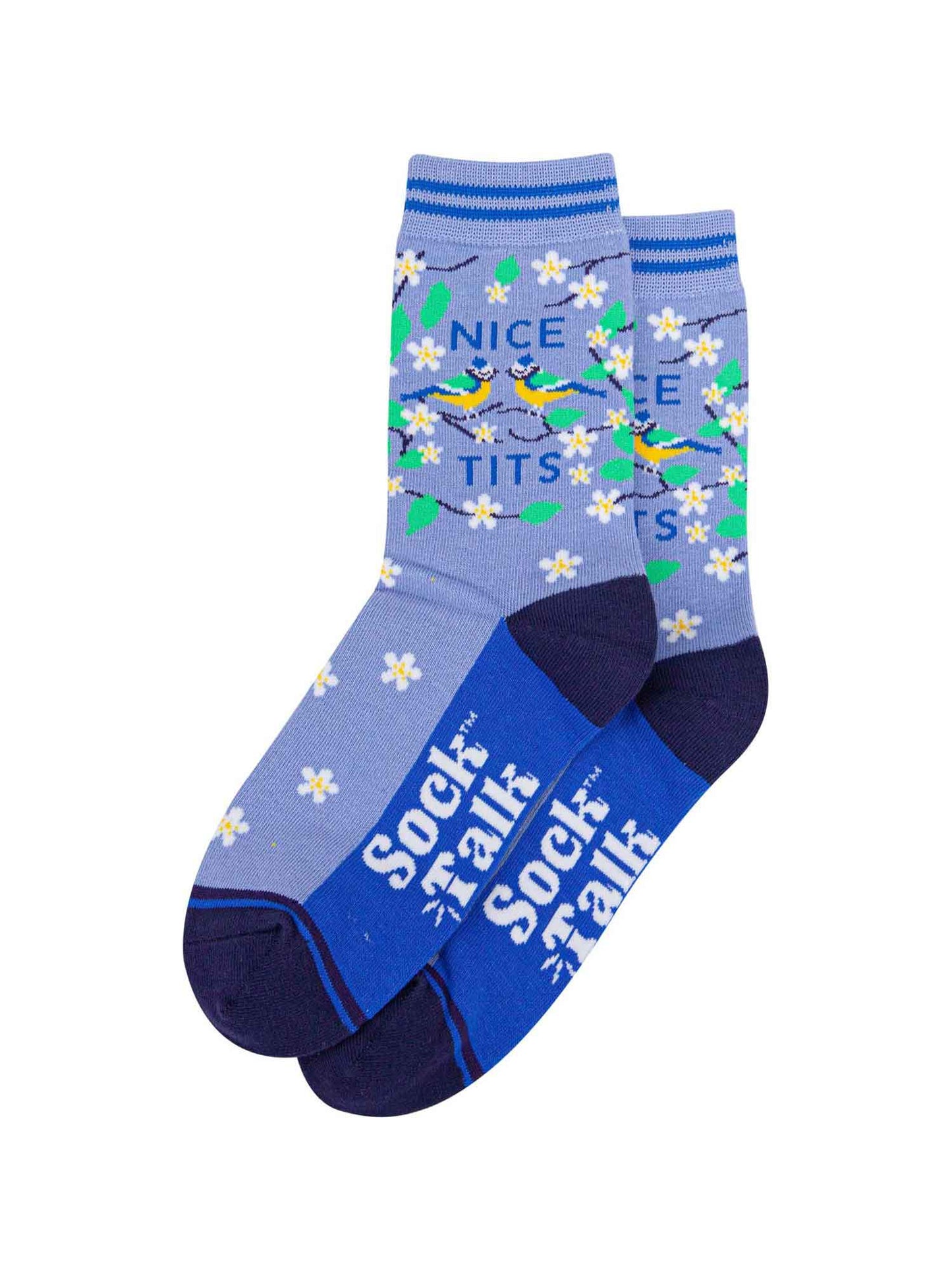 womens-combed-cotton-ankle-socks-blue-nice-tits-laying-flat