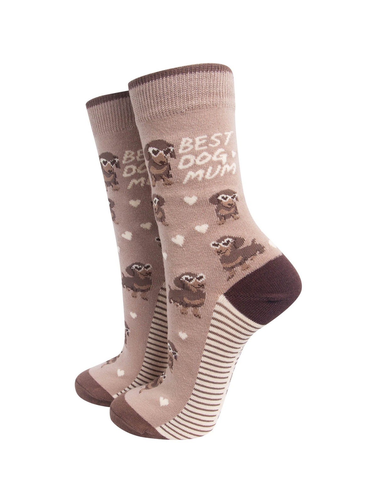 Best-Dog-Mum-Combed-Cotton-Socks-in-Beige-On-Mannequin