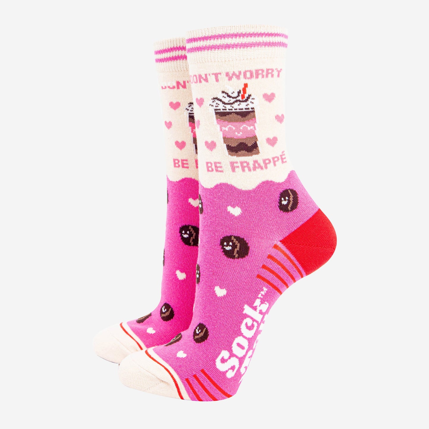 womens-combed-cotton-ankle-socks-pink-cream-be-frappe-funny