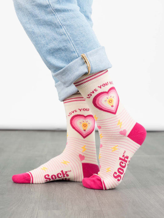 womens-combed-cotton-ankle-socks-cream-pink-love-you-watts-funny