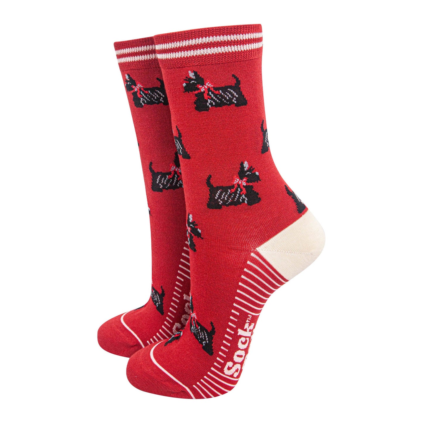 womens-bamboo-socks-red-cream-scottish-terriers-dogs