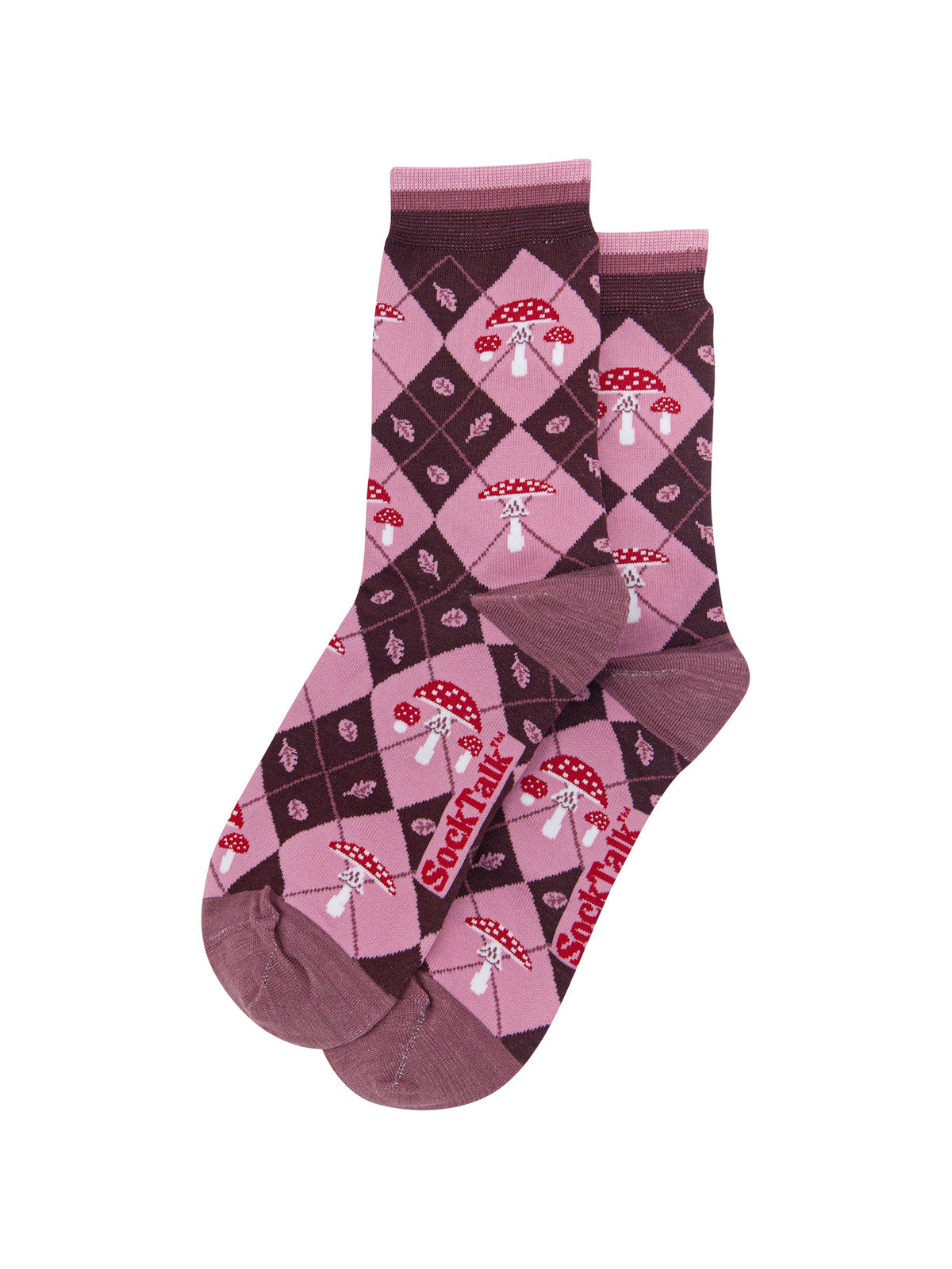 Toadstool-Women's-Bamboo-Socks-in-Burgundy/Pink-Laid-Flat