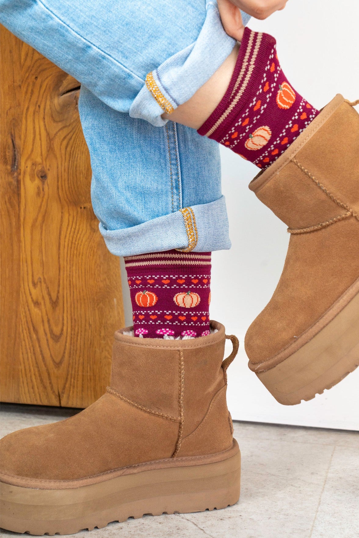 Women's Bamboo Socks - Berry/Orange, Pumpkin and Toadstool
