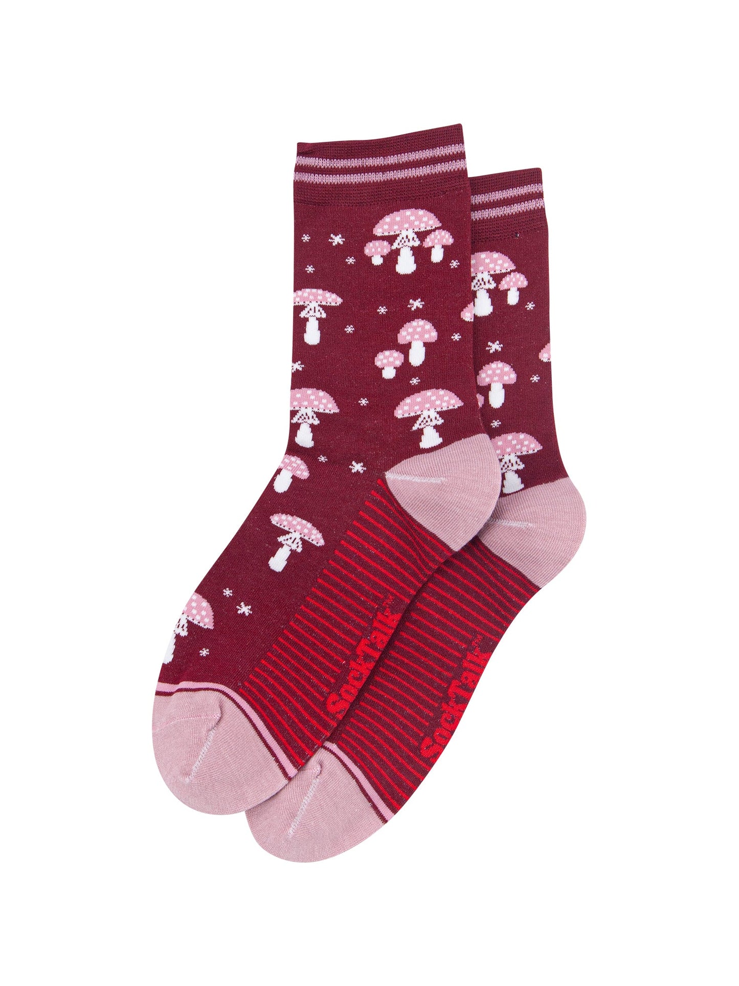 Toadstool-Women's-Bamboo-Socks-in-Red-Laid-Flat