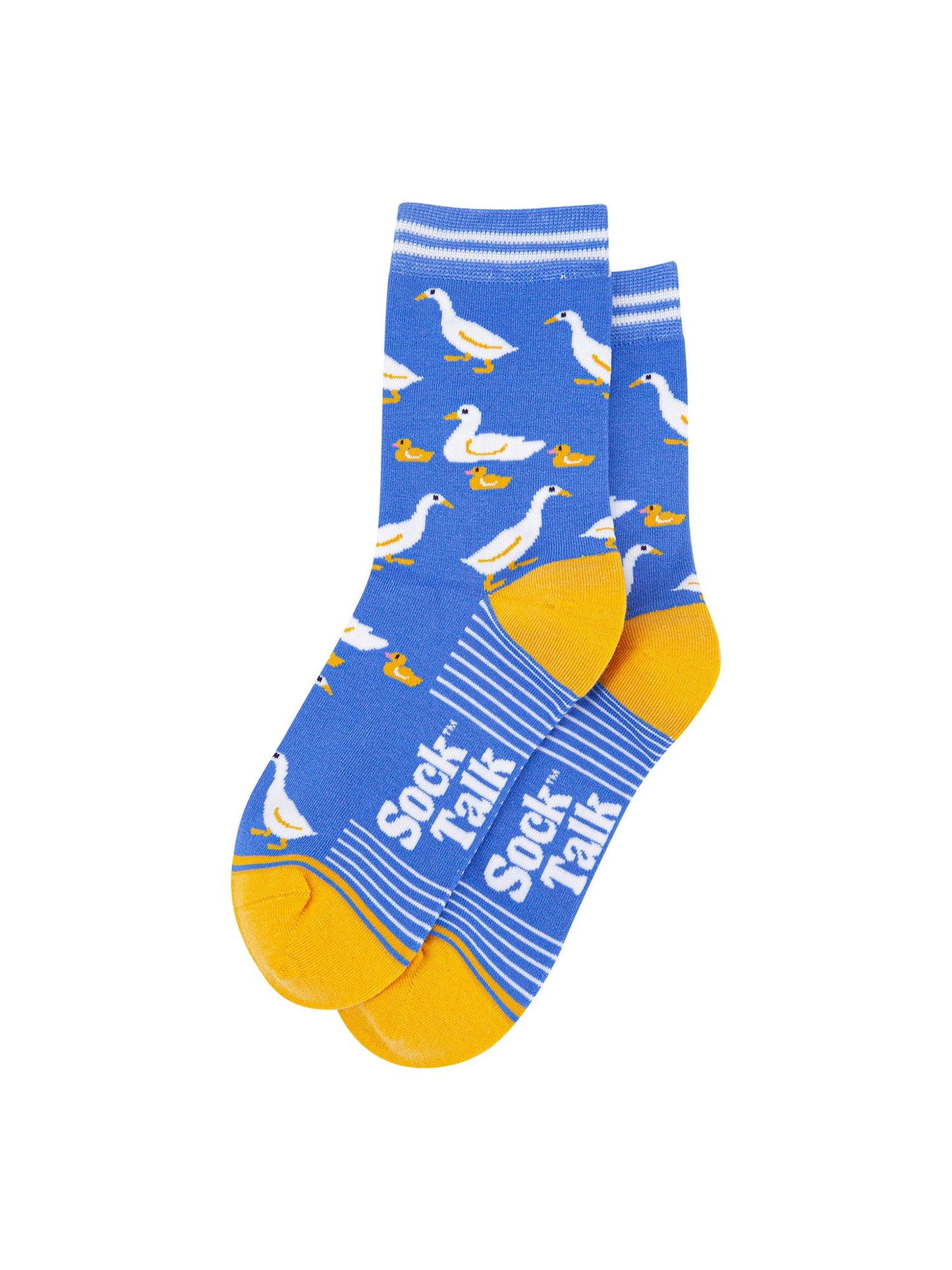 Geese-&-Goslings-Bamboo-Socks-in-Blue-laid-flat