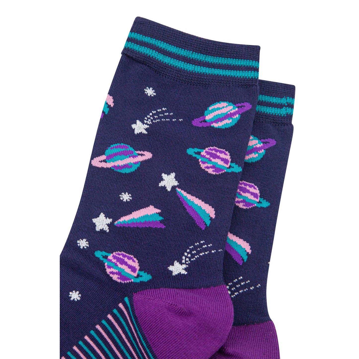 womens-bamboo-socks-navy-blue-purple-outer-space-close-up
