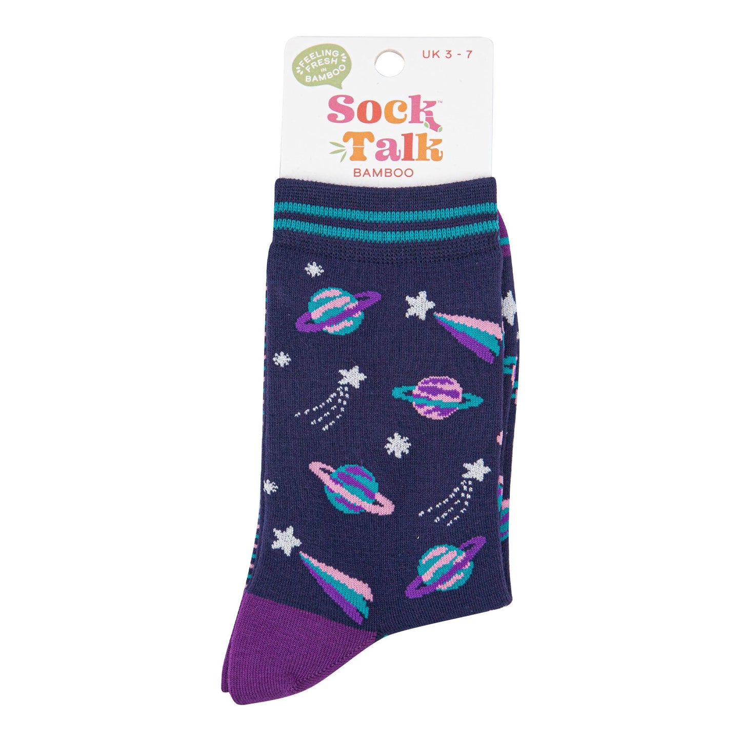 womens-bamboo-socks-navy-blue-purple-outer-space-in-sock-talk-packaging