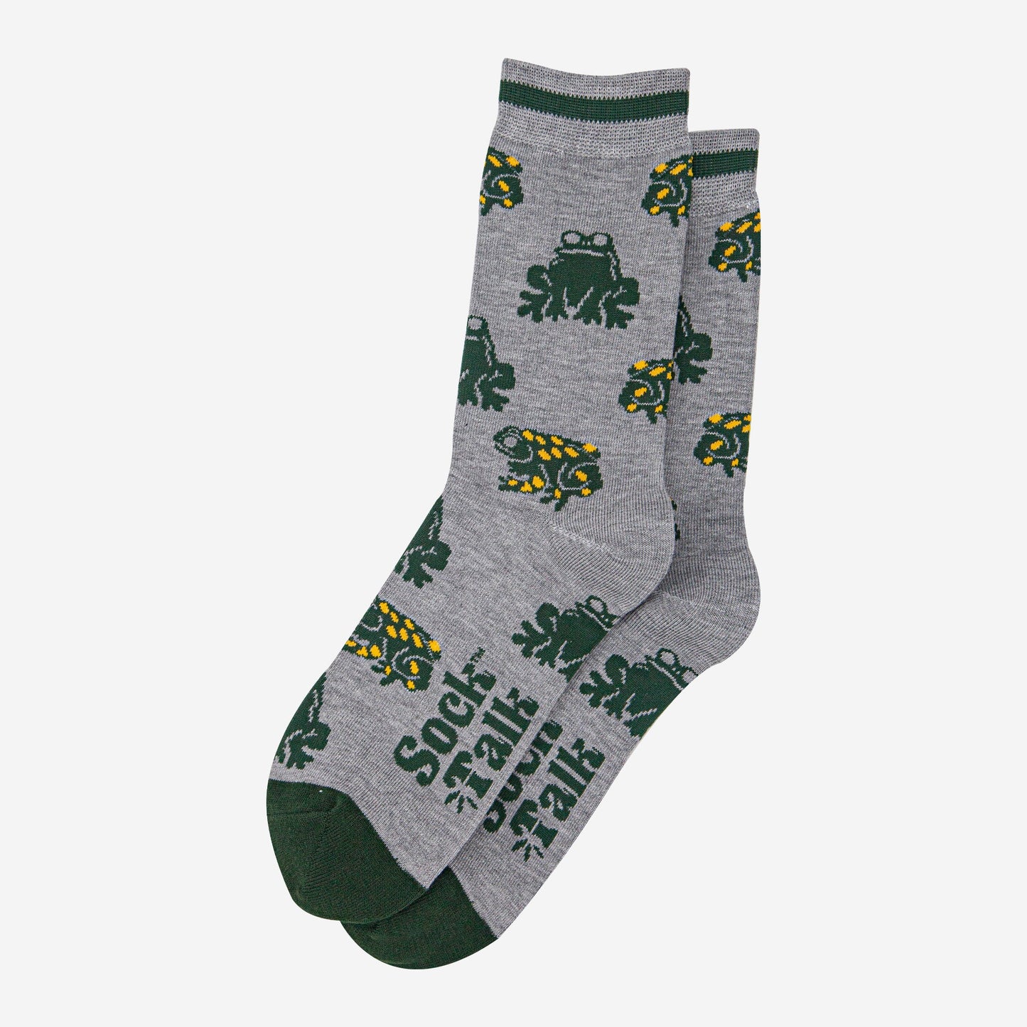 mens-bamboo-socks-grey-marl-green-frogs-laying-flat