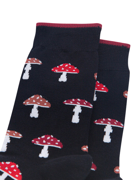 Toadstool-Men's-Bamboo-Socks-in-Black-Close-Up