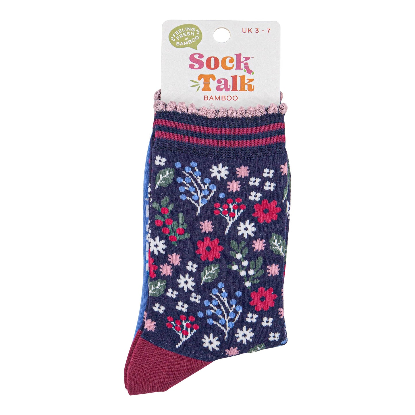 womens-bamboo-socks-navy-blue-winter-floral-in-sock-talk-packaging