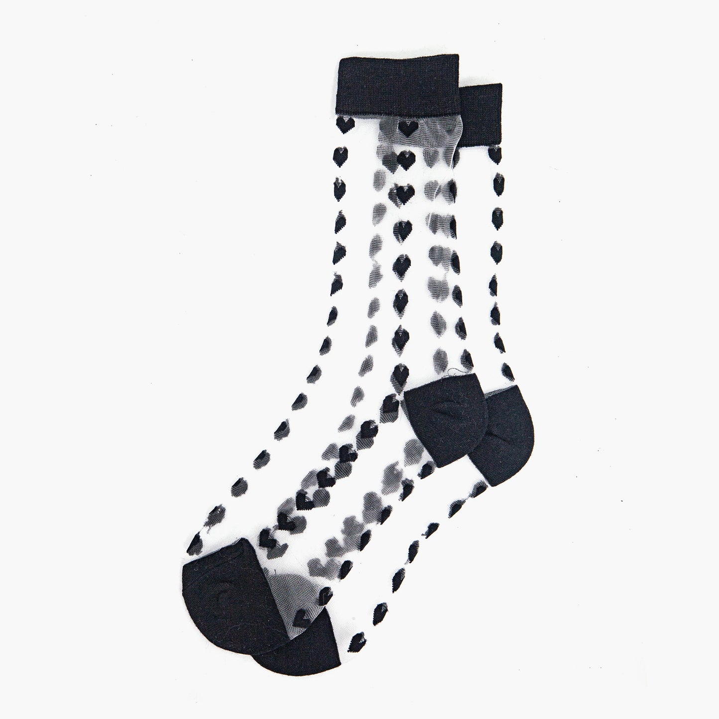 womens-sheer-ankle-socks-black-heart-laying-flat