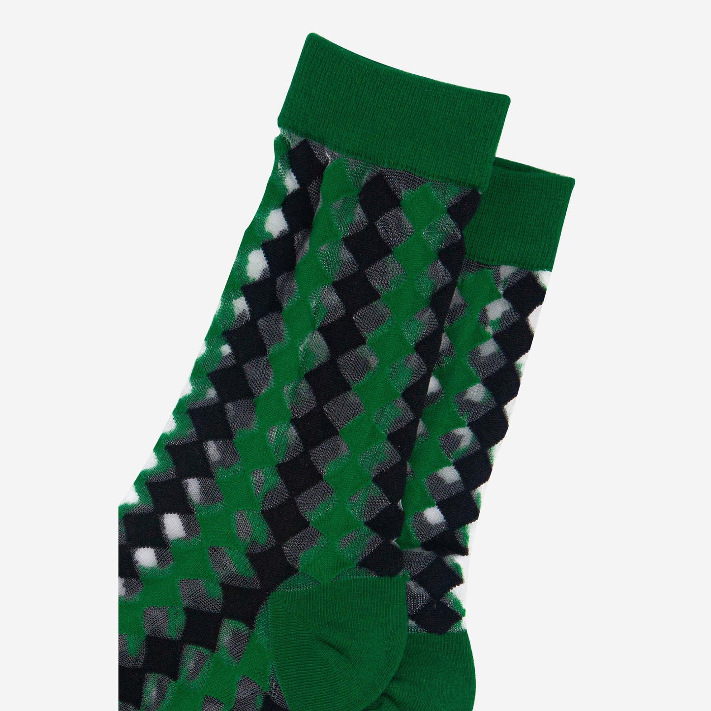 womens-sheer-ankle-socks-green-black-diamond-close-up
