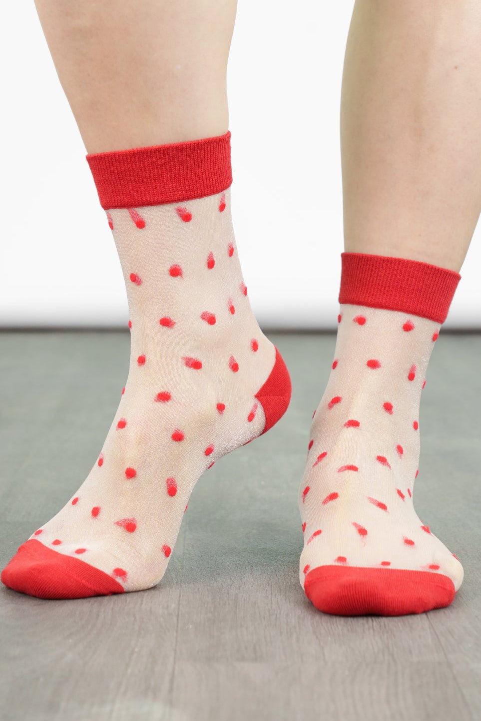 womens-sheer-ankle-socks-red-spots-sheer-polka-dot