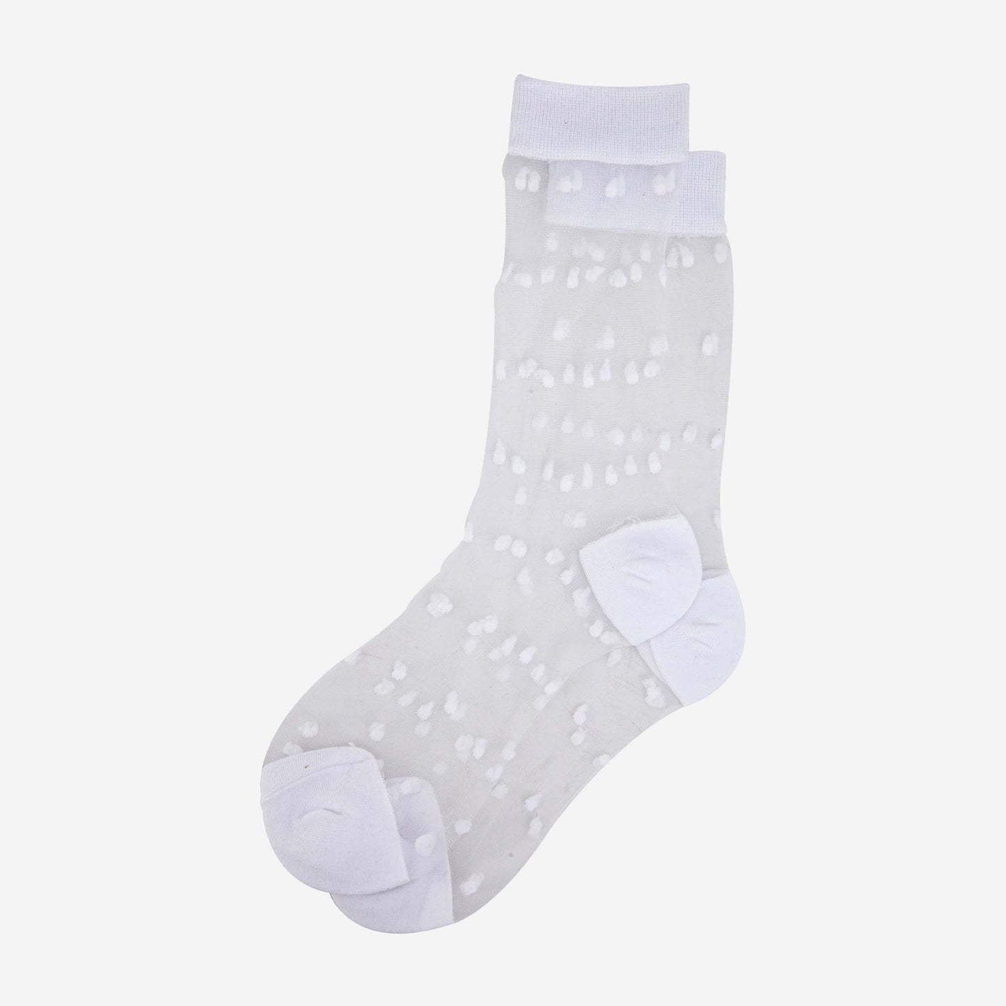 womens-sheer-ankle-socks-white-spots-laying-flat