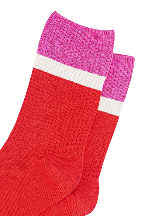 womens-mid-calf-socks-red-pink-contrast-cuff-close-up-material