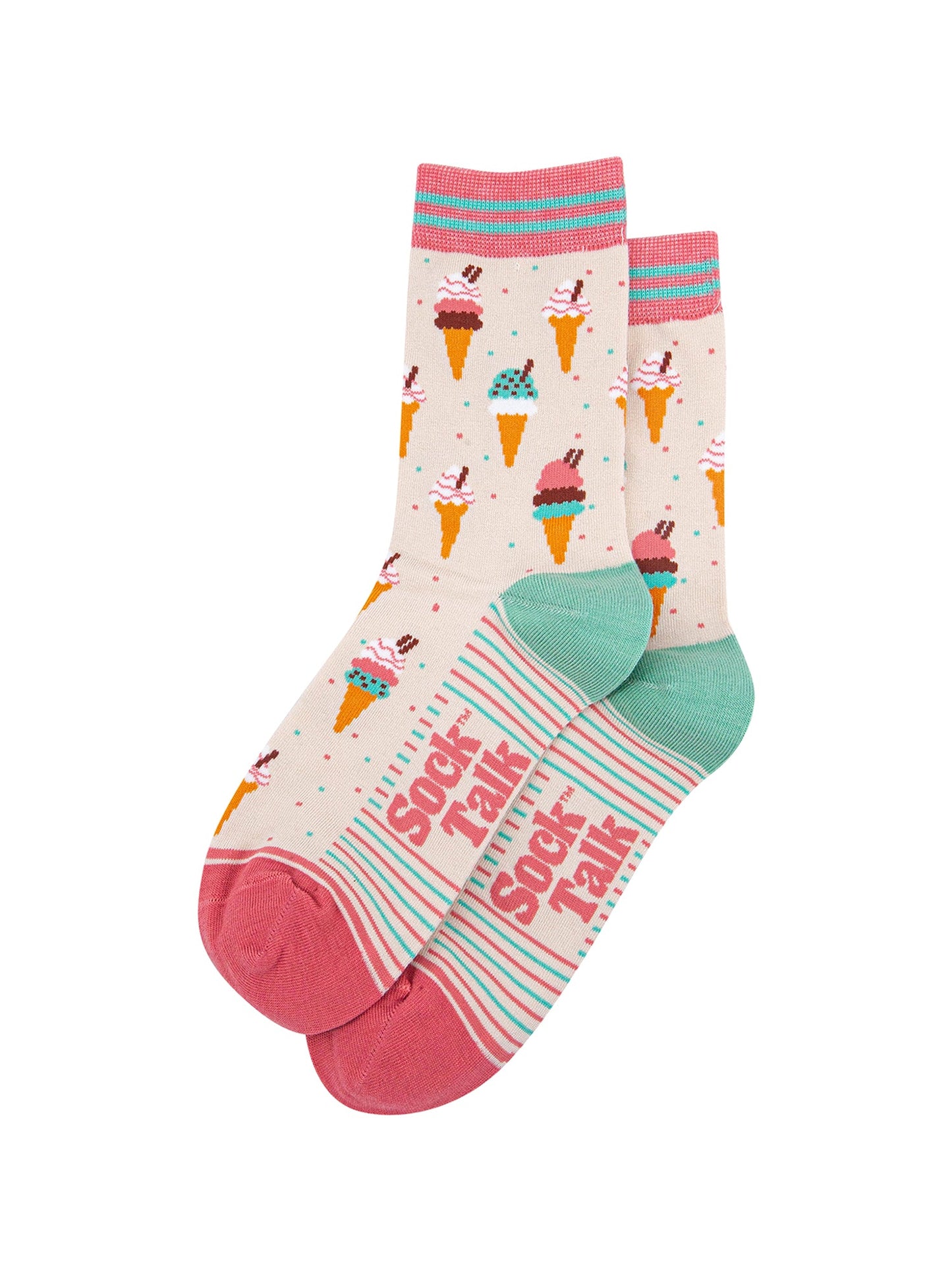 Ice-Cream-Cone-Bamboo-Socks-in-Cream-Laid-Flat