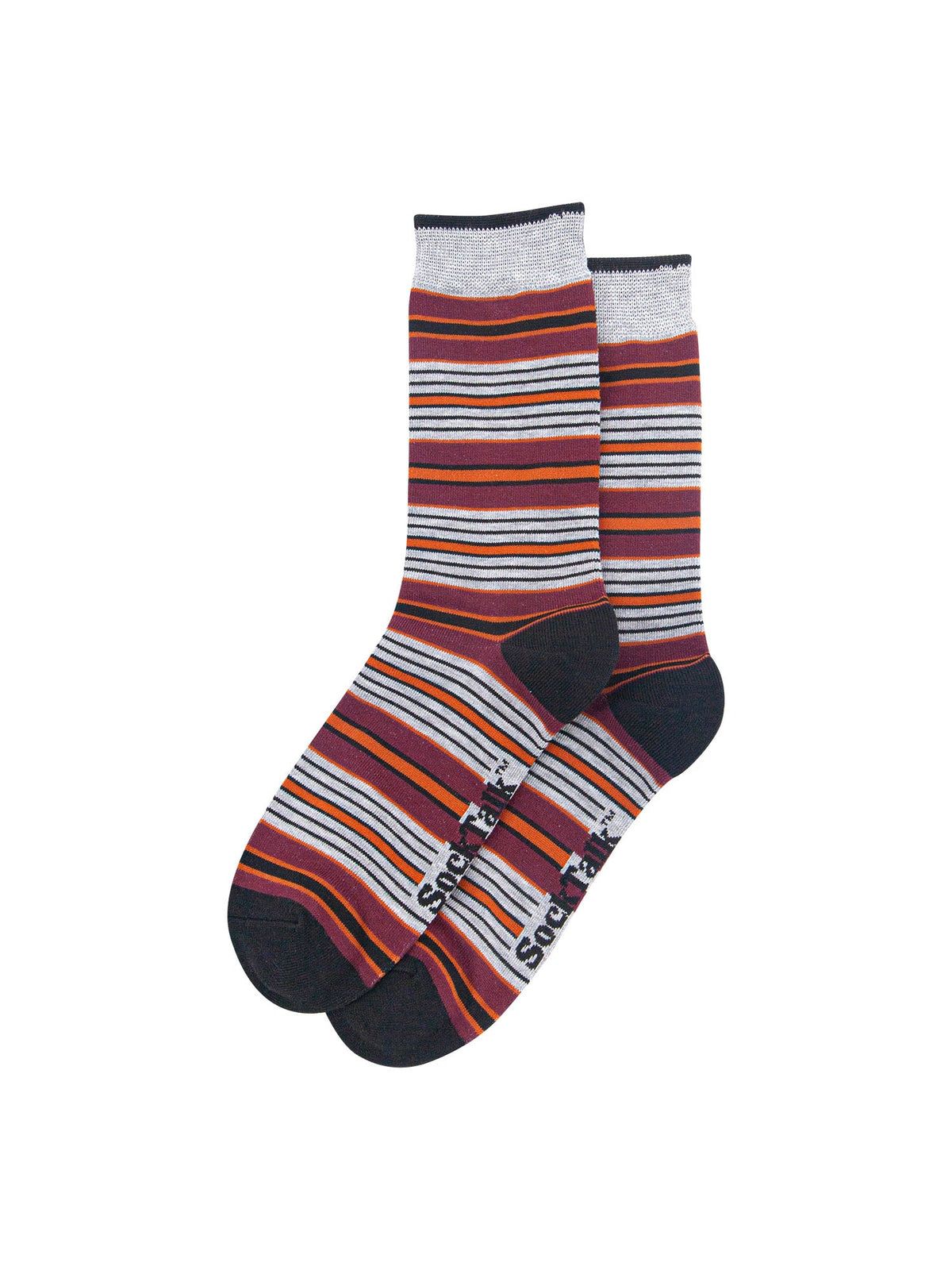 Stripe-Bamboo-Crew-Socks-Christmas-Cracker-Gift-Box-in-Grey/Burgundy