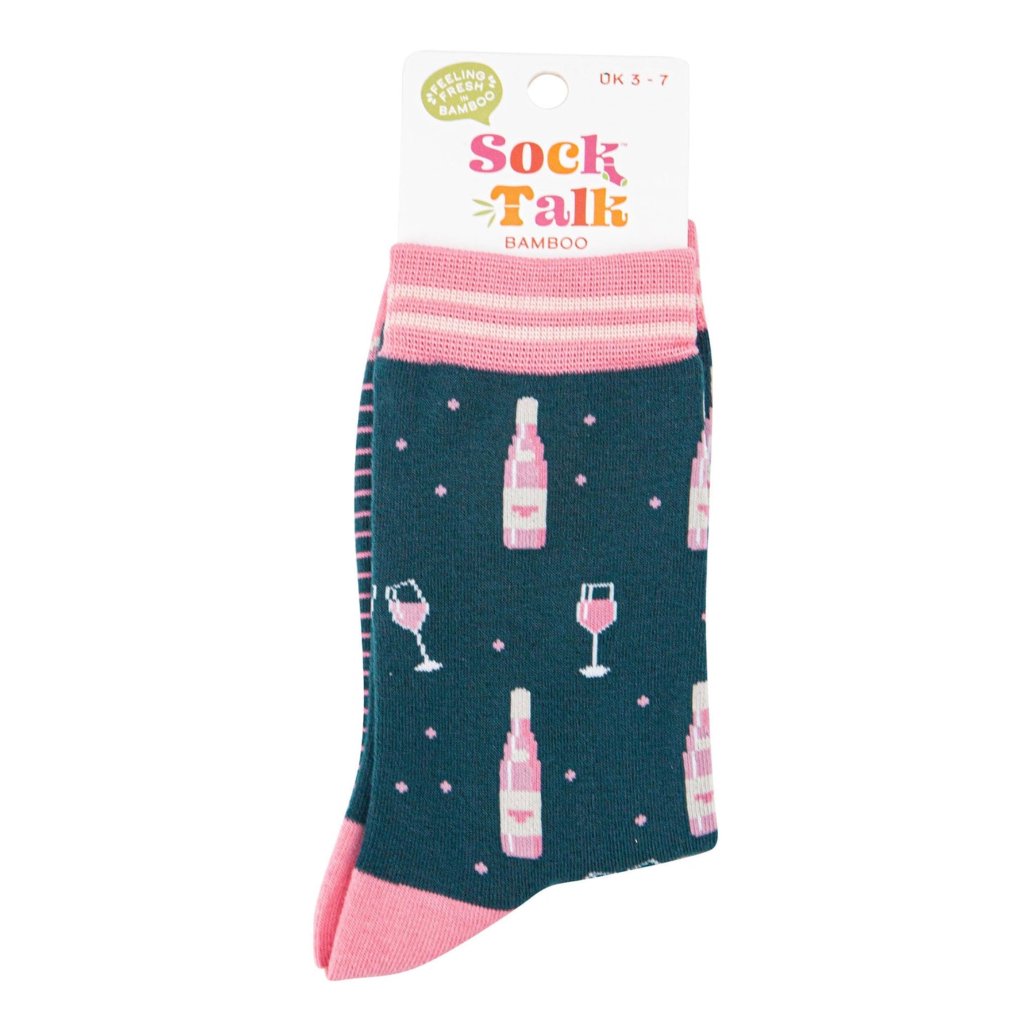 womens-bamboo-socks-forest-green-light-pink-rose-wine-in-sock-talk-packaging