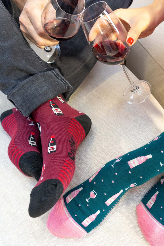 red-wine-print-bamboo-socks-in-burgundy-and-black-rose-wine-print-bamboo-socks-in-green-and-pink
