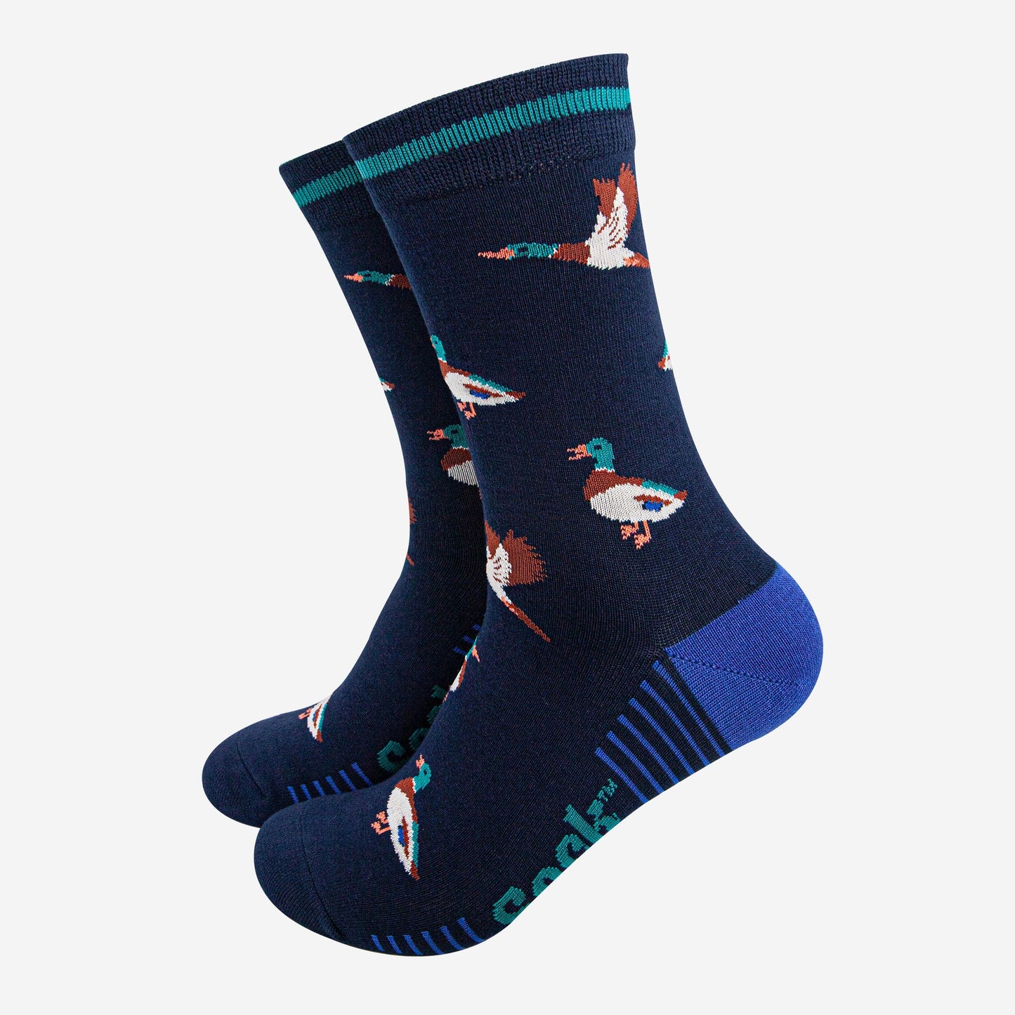 mens-bamboo-socks-navy-blue-royal-blue-mallard-duck-waterfowl