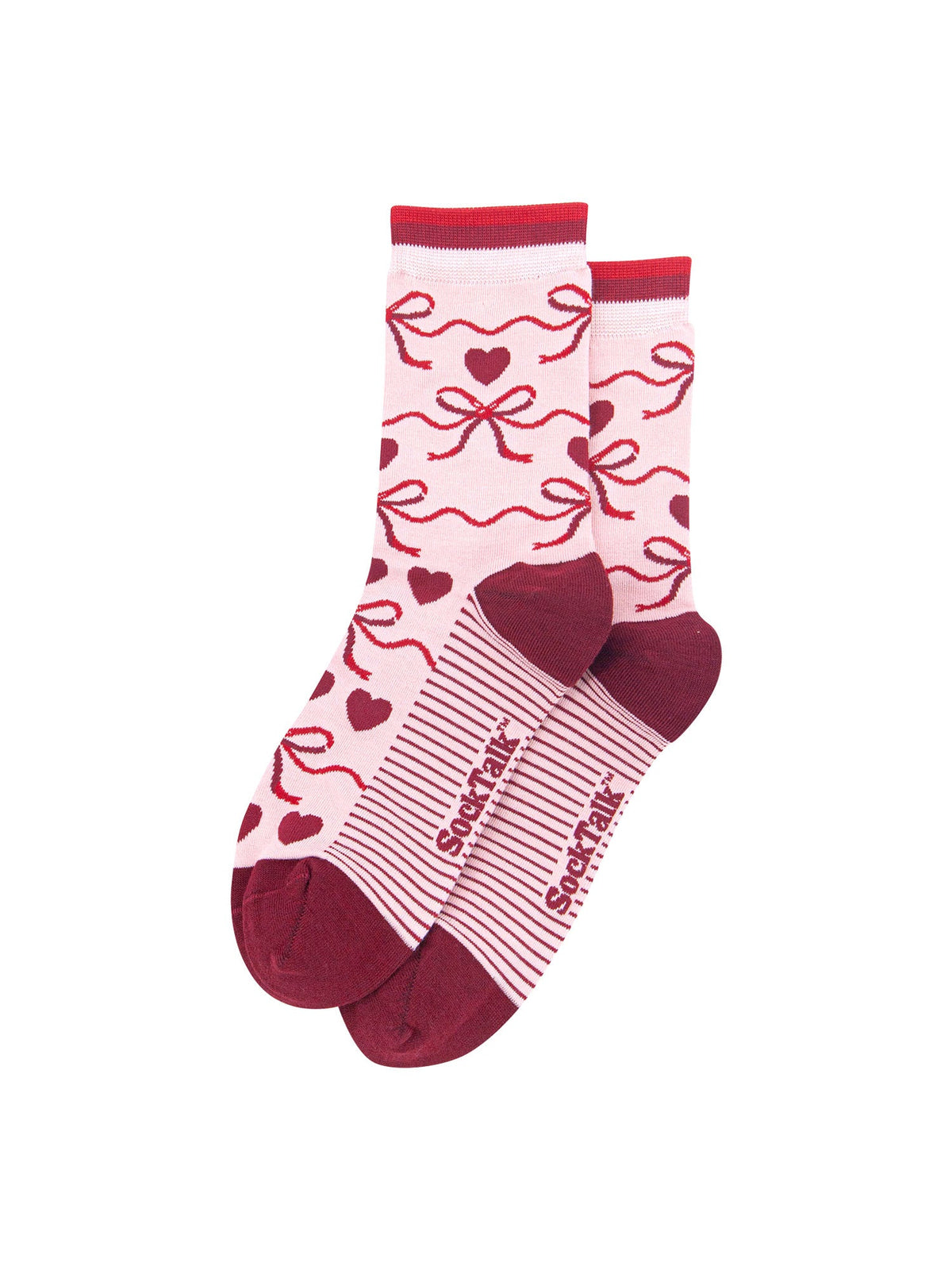 Ribbon-Bamboo-Crew-Socks-Christmas-Cracker-Gift-Box-in-Pink/Red