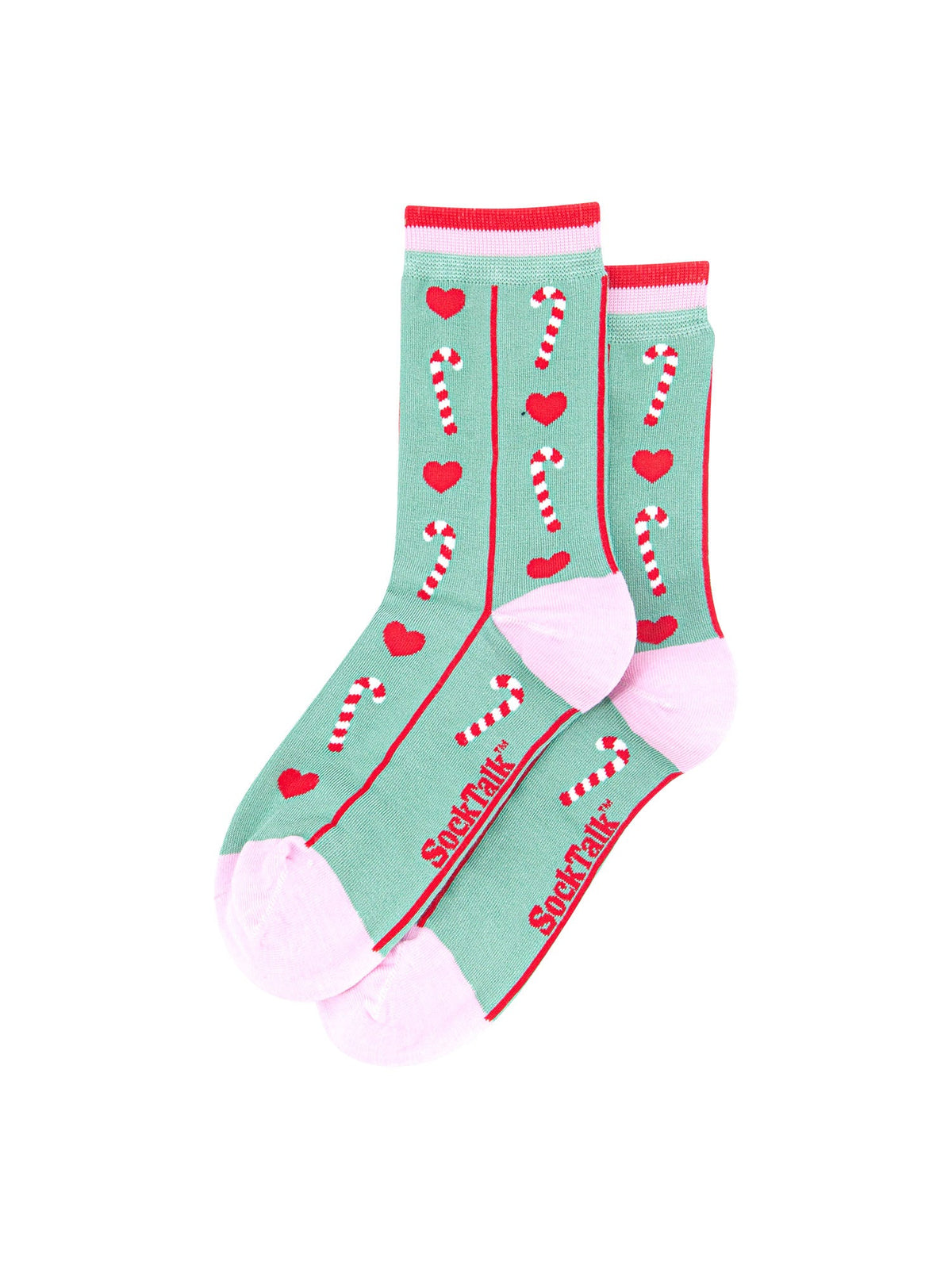 Candy-Cane-Bamboo-Crew-Socks-Christmas-Cracker-Gift-Box-in-Sage-Green