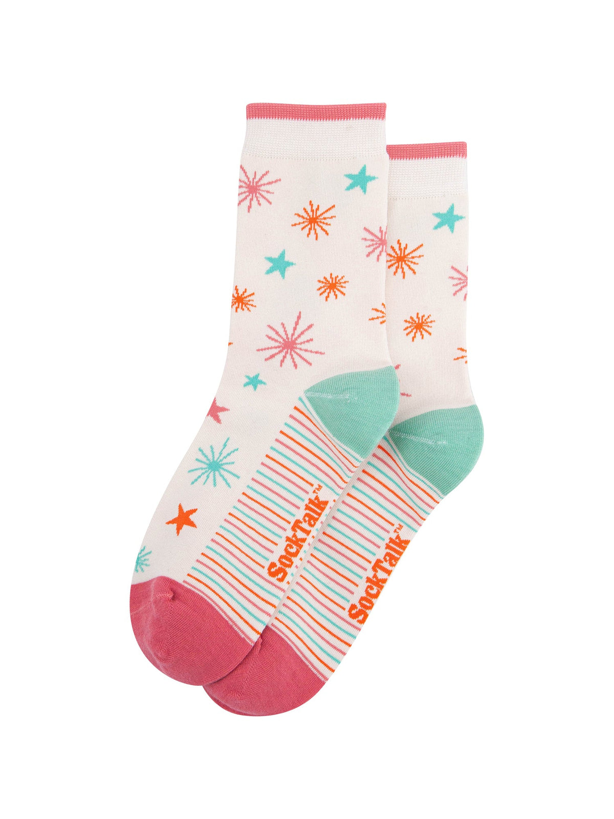 Star-Women's-Bamboo-Socks-in-Cream-Laid-Flat