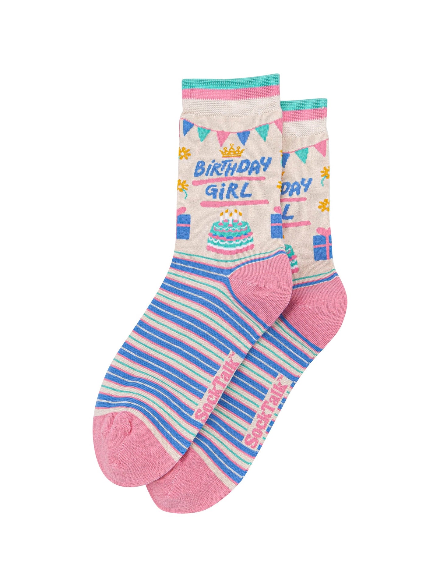 Birthday-Girl-Women's-Bamboo-Socks-in-Cream-Laid-Flat