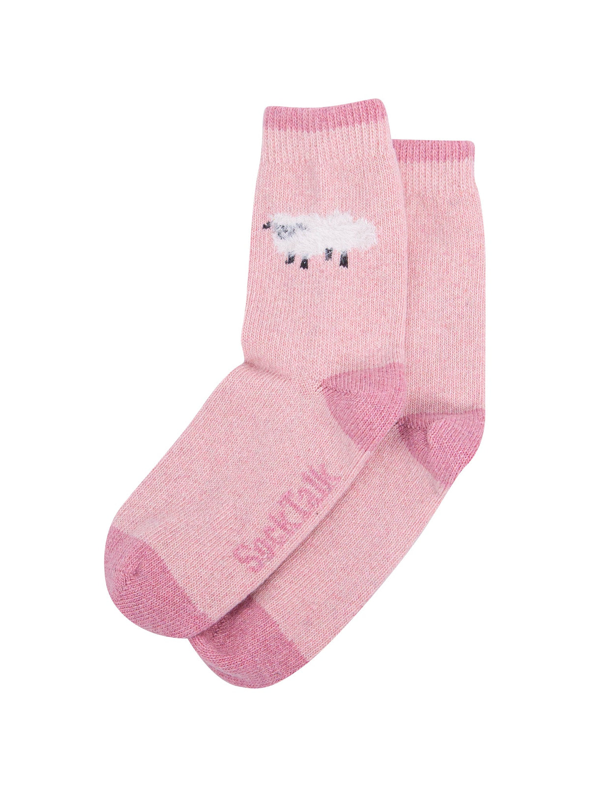 Sheep-Wool-Fluffy-Element-Socks-in-Pink-Laid-Flat