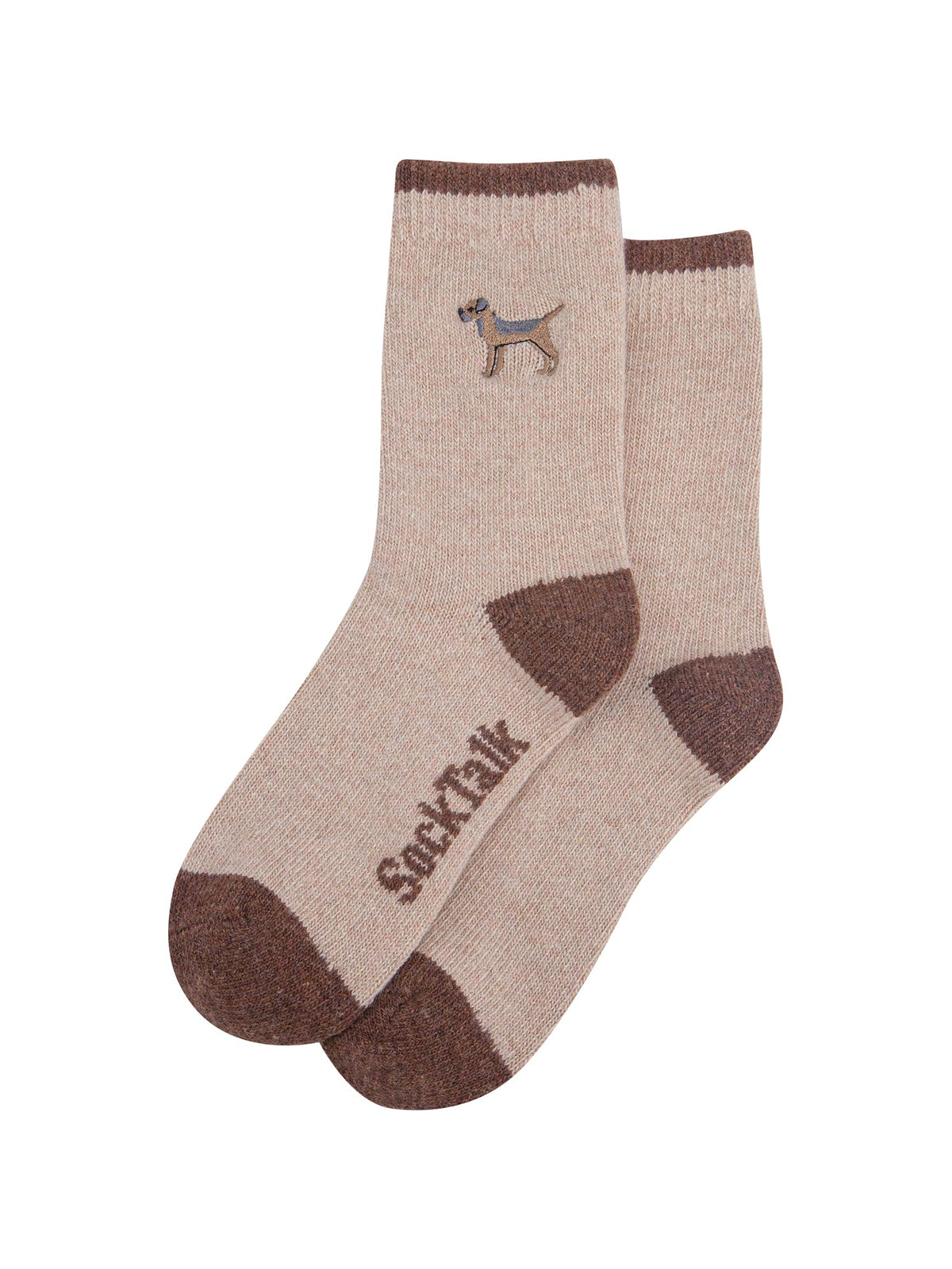 Border-Terrier-Embroidered-Wool-Socks-in-Oatmeal-Laid-Flat