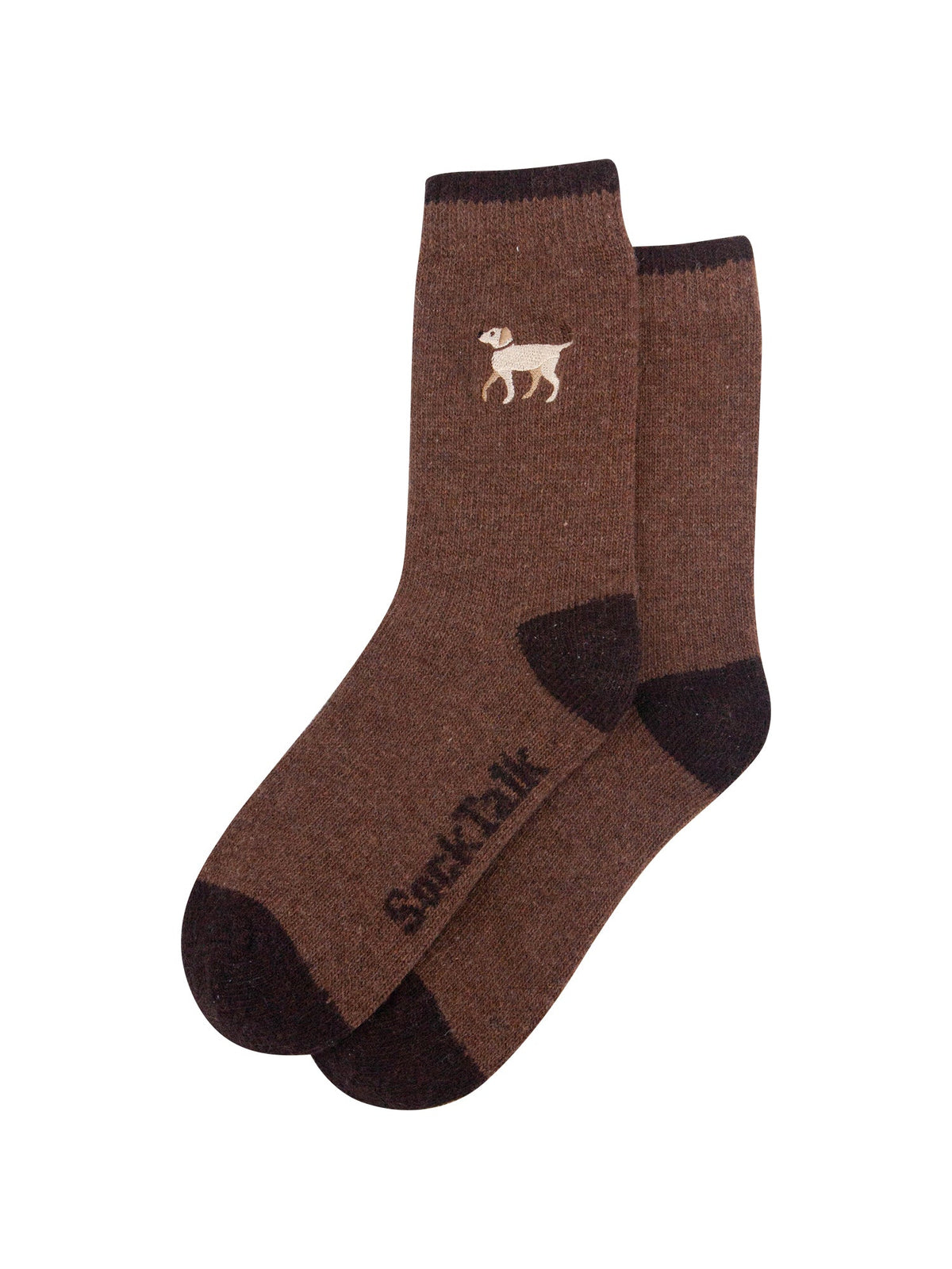 Golden-Labrador-Embroidered-Wool-Socks-in-Brown-Laid-Flat