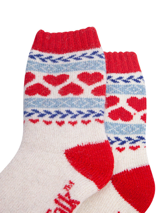 Heart-Patterned-Wool-Socks-in-Red/Sky-Blue-Close-Up