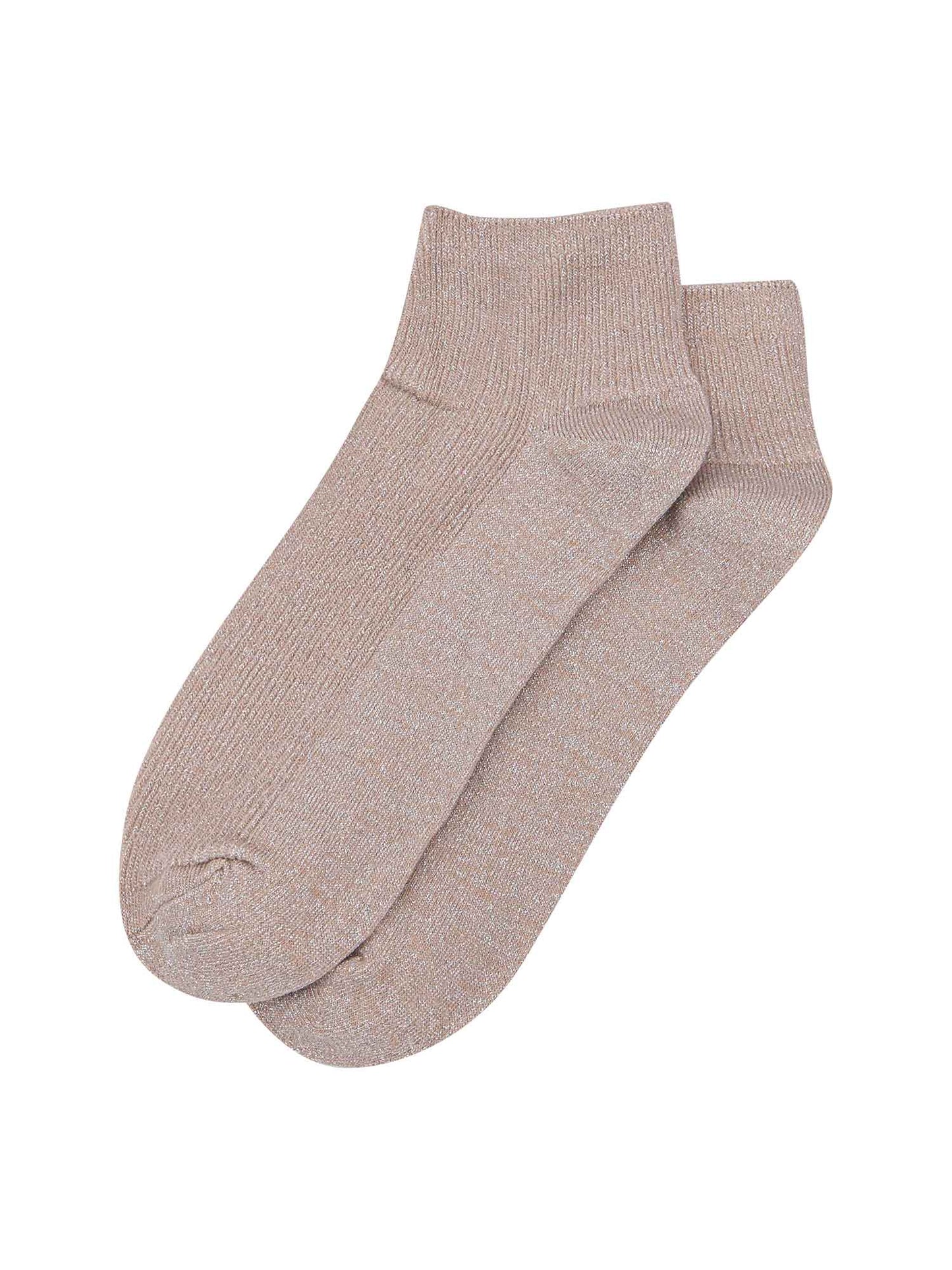 neutral beige and silver glitter women's anklet socks