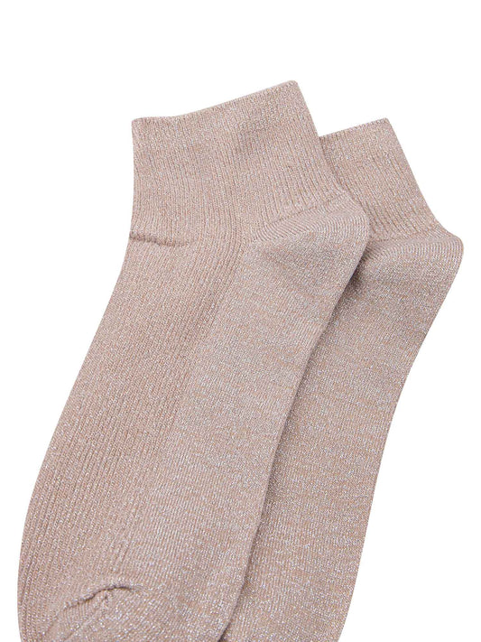 neutral beige and silver glitter women's anklet socks