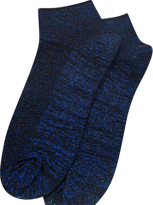 blue anklet socks with an all over royal blue glitter efffect